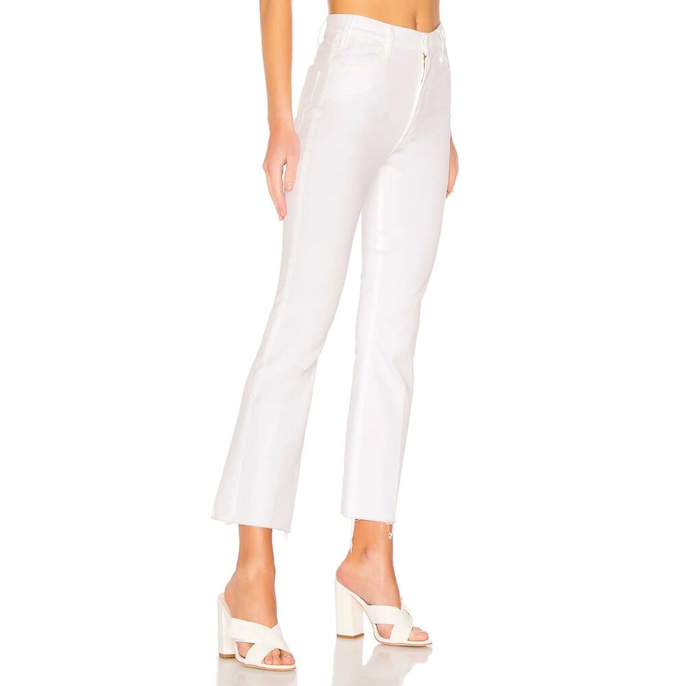 MOTHER The Hustler Ankle Fray Jeans in Glass Slipper White Cropped Denim - Picture 5 of 11